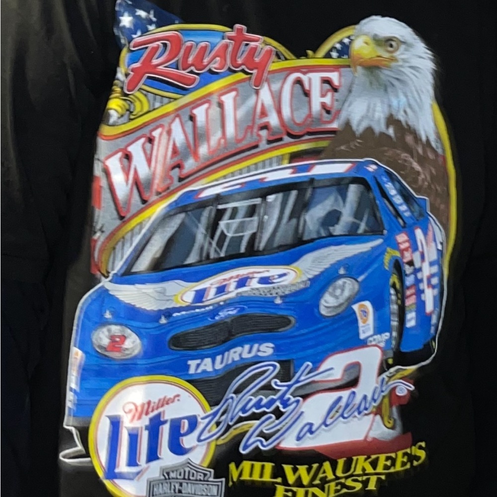 Vintage Rusty Wallace Shirt Mens XL Harley Davidson Miller Lite